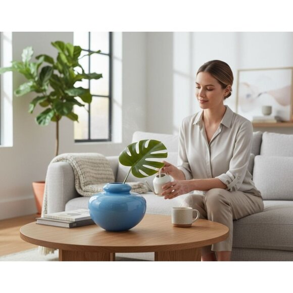 Madeline Originals Calif Mid-Century Ceramic Blue Vase - Picture 3 of 13